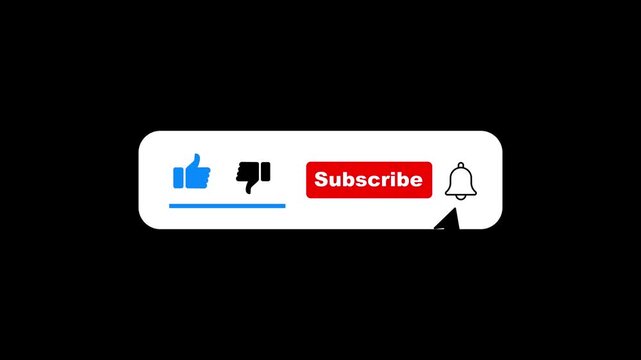 Social media engagement overlay: like, dislike, subscribe button animation with notification bell for you tube creators and digital marketing projects