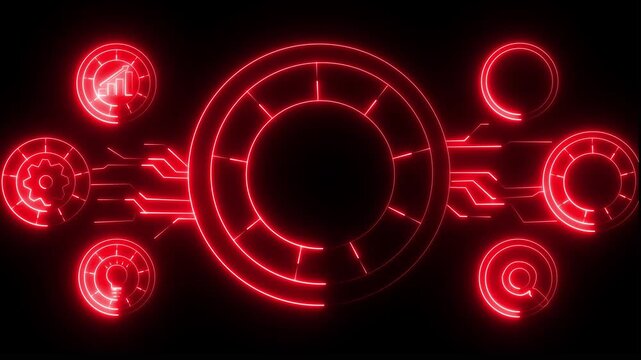 Coaching mentoring education business training development E-learning concept. Neon line Animated circuit board.