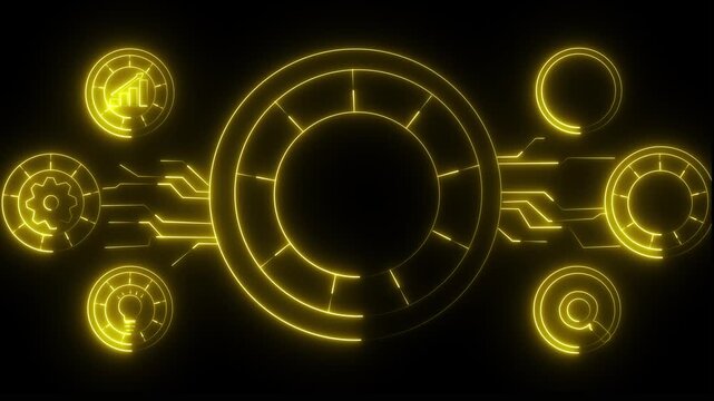 Coaching mentoring education business training development E-learning concept. Neon line Animated circuit board.