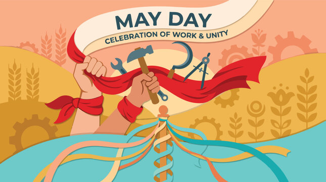May Day Celebration Work Unity Hands.
