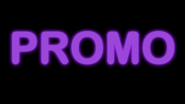Orange to Violet Fading Neon Banner 'PROMO' with Glitch and Strobe intro transitions on Transparent