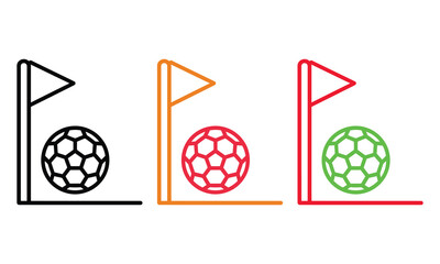 Soccer ball with corner flag icons in different colors © candysartistry
