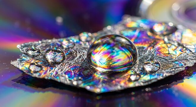 Macro photography using water drops and light diffraction