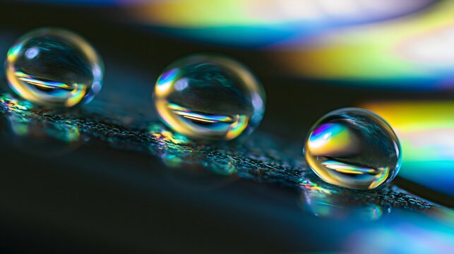 Macro photography using water drops and light diffraction