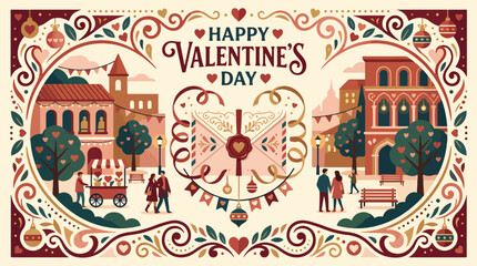 Valentines Day Greeting Card Illustration. © Vuny