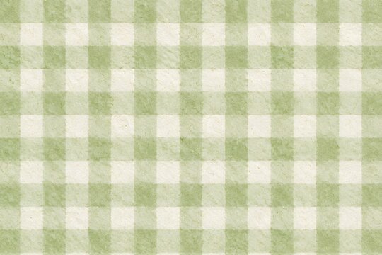 Seamless green gingham pattern background, rustic checkered fabric texture