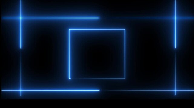 Rectangular fire effect animation. Fire flame gradually appearing in a rectangle frame. Abstract neon line picture frame background neon glowing