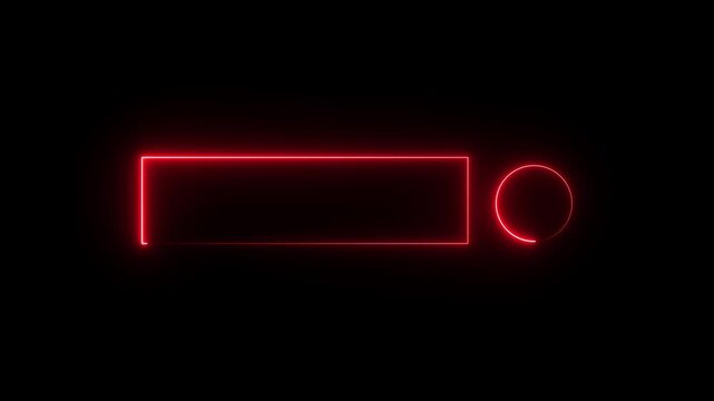 abstract neon  circle and rectangle  neon search bar animated on transparent background.  