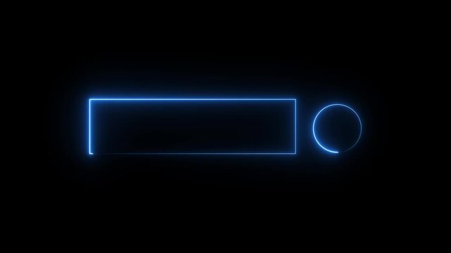 abstract neon  circle and rectangle  neon search bar animated on transparent background.  