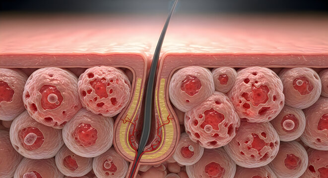 3d render of a hair follicle with a louse infestation, detailed illustration, medical concept, vector art