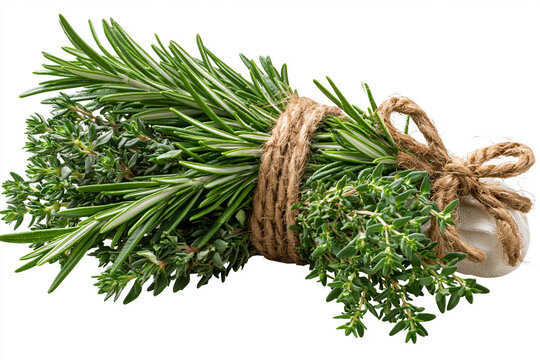 Rosemary and Thyme Herb Bundle isolated on white background
