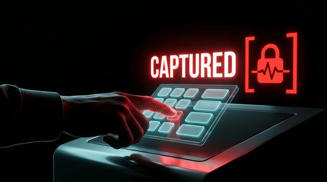 Premium Close Up AR ATM Keypad Ghost Finger Keylogging CAPTURED Hologram Copyspace