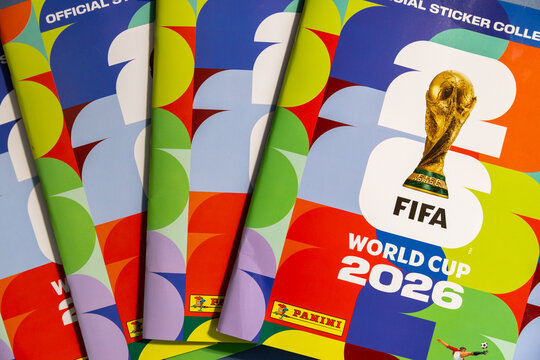 LONDON, UK - JUNE 2nd 2026: The official Panini world cup soccer 2026 sticker book collectable album