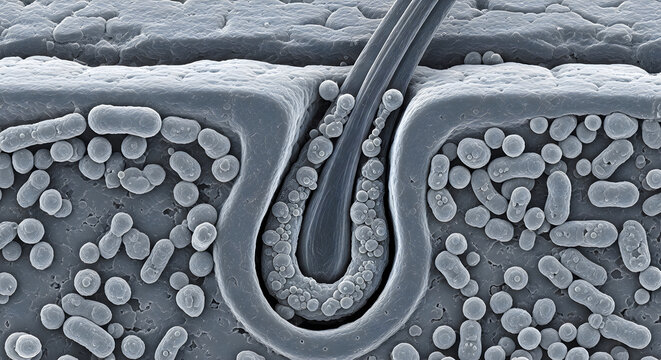 Microscopic view of a single-celled organism, 3d render, scientific illustration, biological study, educational resource