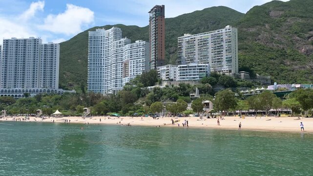 Hong Kong Island, Repulse Bay Beach, sunny day, clear sky and seascape. Hong Kong, China - 18 May 2025