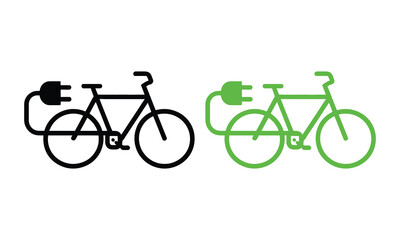 Obraz premium Electric bicycle and eco-friendly green bicycle icons