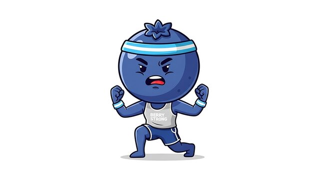 Blue robot character carrying a suitcase.
