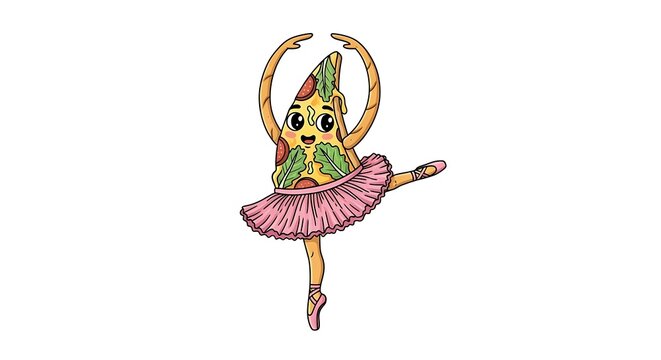 Vector illustration of a dancing ballerina in pink tutu.