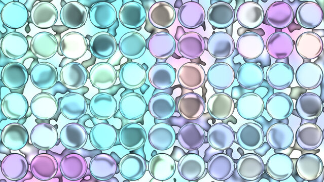 Icy Blue Candy Glass Spheres Over Mint and Purple Liquid Background