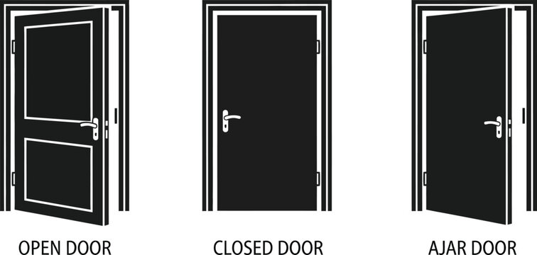 Three door open, closed, and ajar door positions doors open door closed door