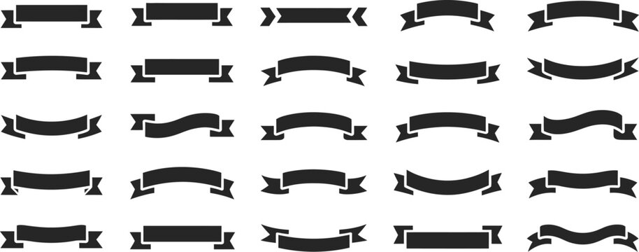 ribbon banner shapes pack black ribbon silhouettes for layout
