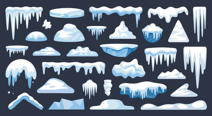 ice snow mounds frozen ledges icicles vector set for backgrounds © AIcon Star