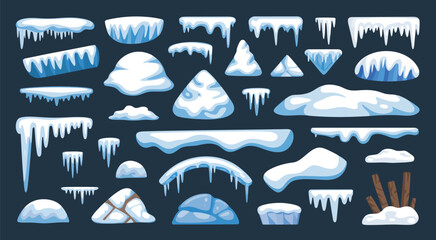 ice icicles snow platforms vector elements for winter game art © AIcon Star