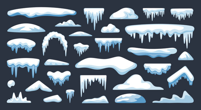 ice winter textures icicles snowdrifts frozen elements vector pack