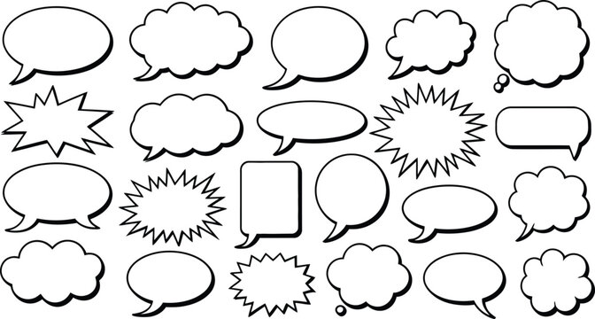 bubble assorted speech thought burst and caption vector icons