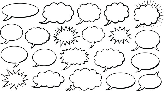 bubble blank comic callout and caption shapes vector set