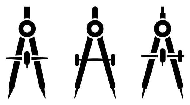 drafting compass geometry icon set