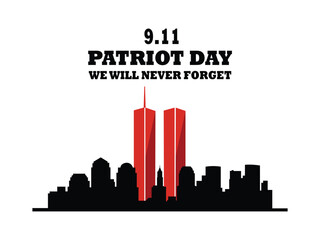 Fototapeta premium 911 patriot day we will never forget twin towers city skyline silhouette