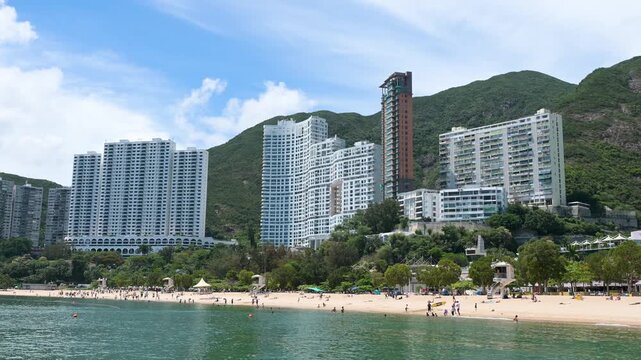 Hong Kong Island, Repulse Bay Beach, sunny day, clear sky and seascape. Hong Kong, China - 18 May 2025