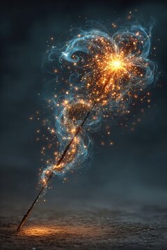 Vector illustration of New Yeara??s Eve sparkler with glowing sparks