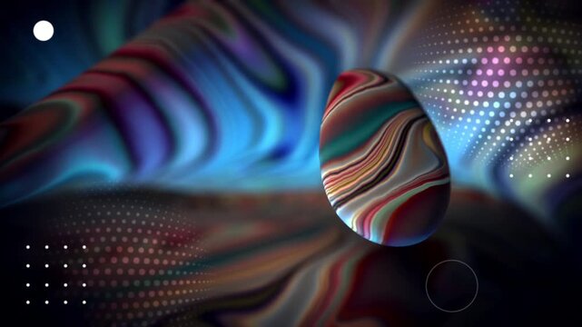Abstract 3 d marble sphere floating in fluid liquid waves background