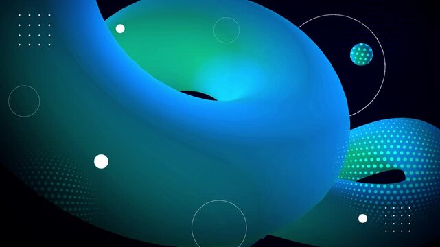 Abstract 3 d torus motion background, with blue and, green gradient flowing shapes