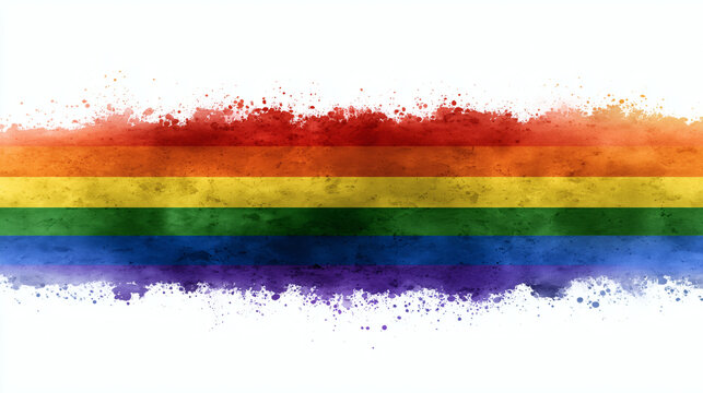 Abstract Rainbow Pride Flag Watercolor Background with Splashes