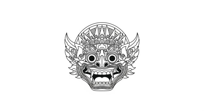 Balinese mask with sharp teeth.