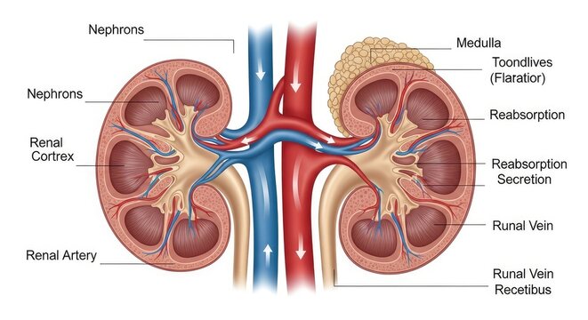 Kidney Anatomy With Renal Veins and Arteries