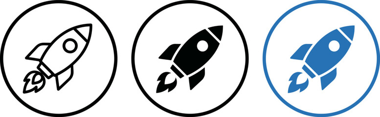 Set of rocket ship icons in black and blue © Growup Pixel