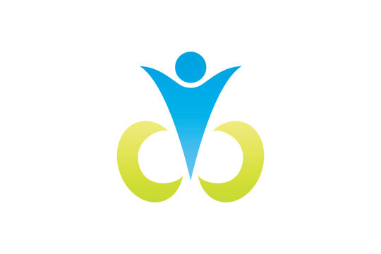 Abstract Inclusive Community Center Figure Curved Line Vector Logo