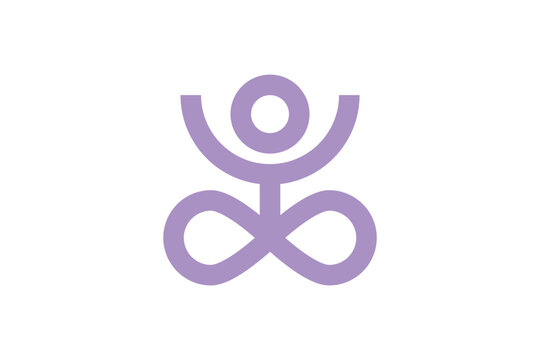 Abstract Yoga Meditation Person Infinity Loop Flat Vector Logo
