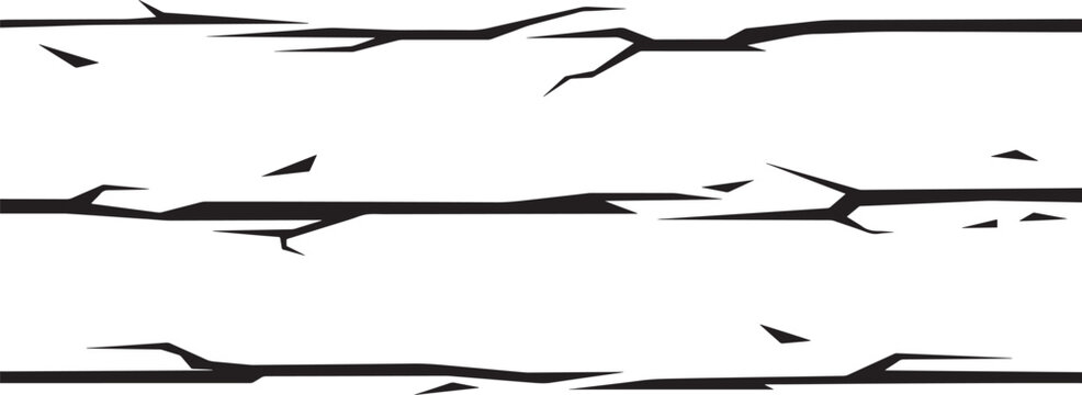Horizontal black crack and fissure silhouettes