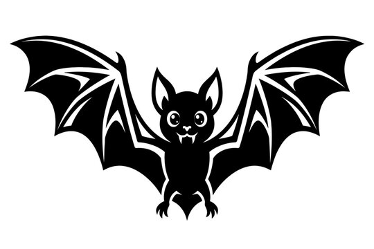 Stylized Cute Vampire Bat Flying