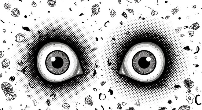 Modern Halloween mixed media collage vector set featuring halftone witch monster hands vampire mouth spooky crazy eyes and paper cut out doodle elements for creative poster graphic design.
