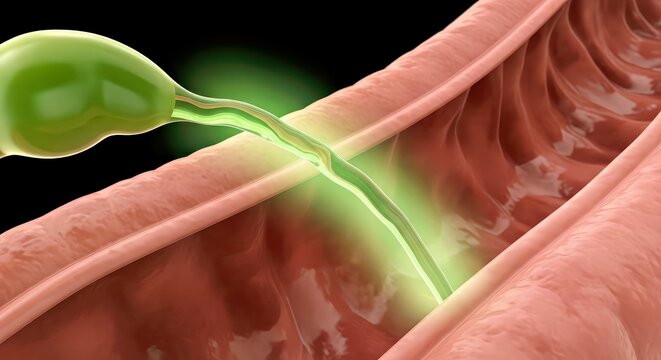 Sperm Cell Penetrating Fallopian Tube Illustration for Reproductive Biology Education