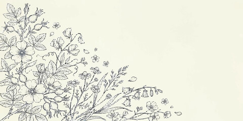 Vintage grunge floral pattern design on old paper texture background with winter snowflake elements © MDSyedAhmed
