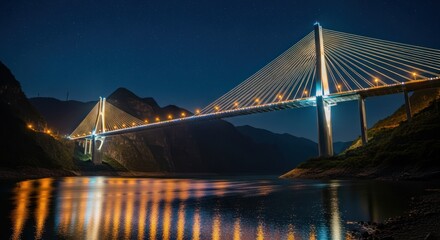 Obraz premium Cable Stayed Bridge Night.