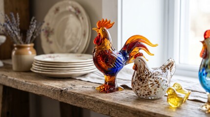 rooster and hen on the table © gomal