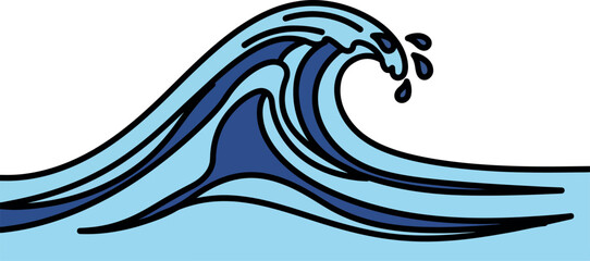 Fototapeta premium Blue ocean wave with splashing drops